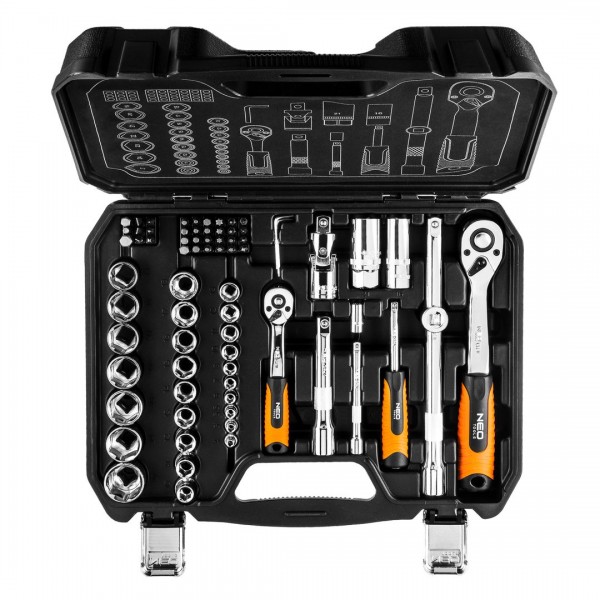 NEO TOOLS Σετ καστάνια - καρυδάκια 1/2" & 1/4" 73 τεμ. 08-673