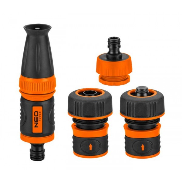 NEO TOOLS Σετ Ακροφύσιο Ψεκασμού Λάστιχου με Συνδέσμους 3/4" 15-711